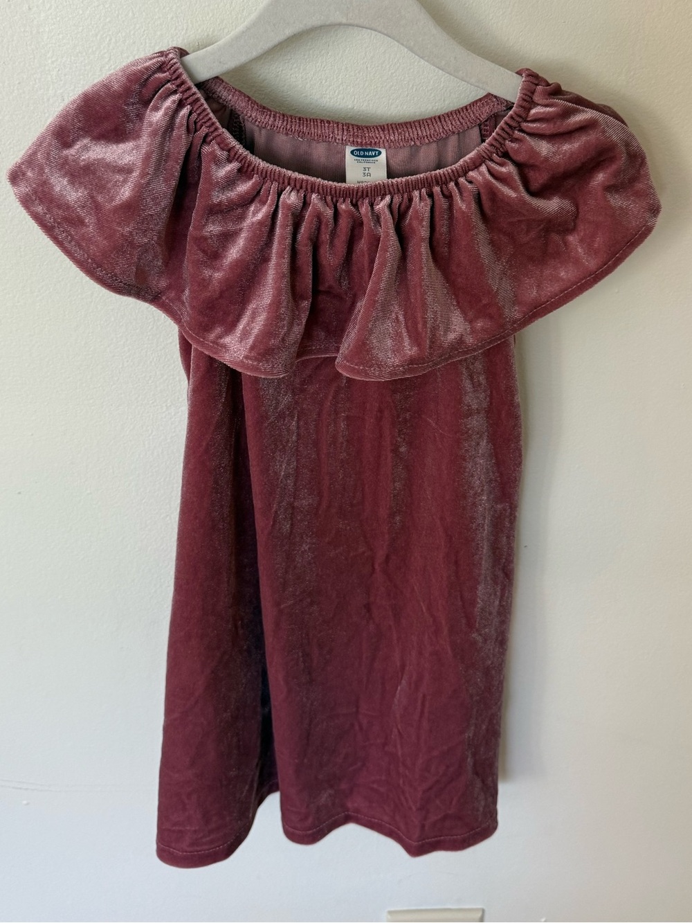 Old Navy Velvet Off-Shoulder Dress in Mauve